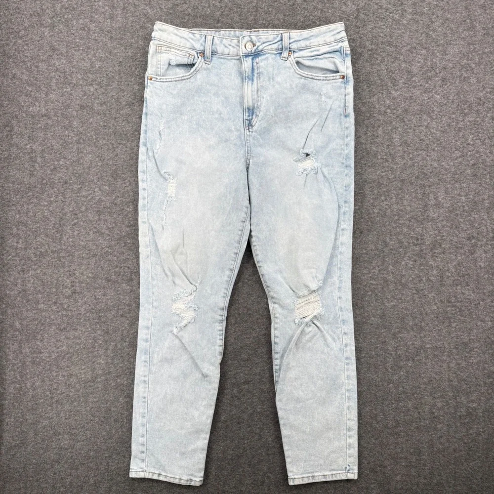 No Boundaries Womens 13 Light Wash Distressed Ripped Knee High Rise Skinny Jeans